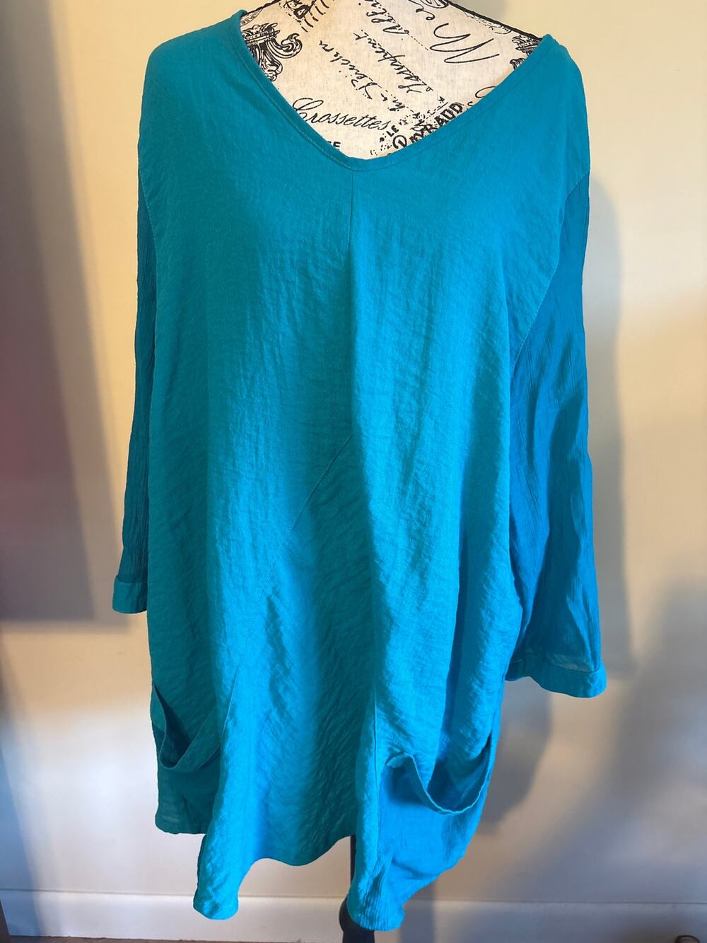 Soft Surroundings Teal Pullover Top Sz Large